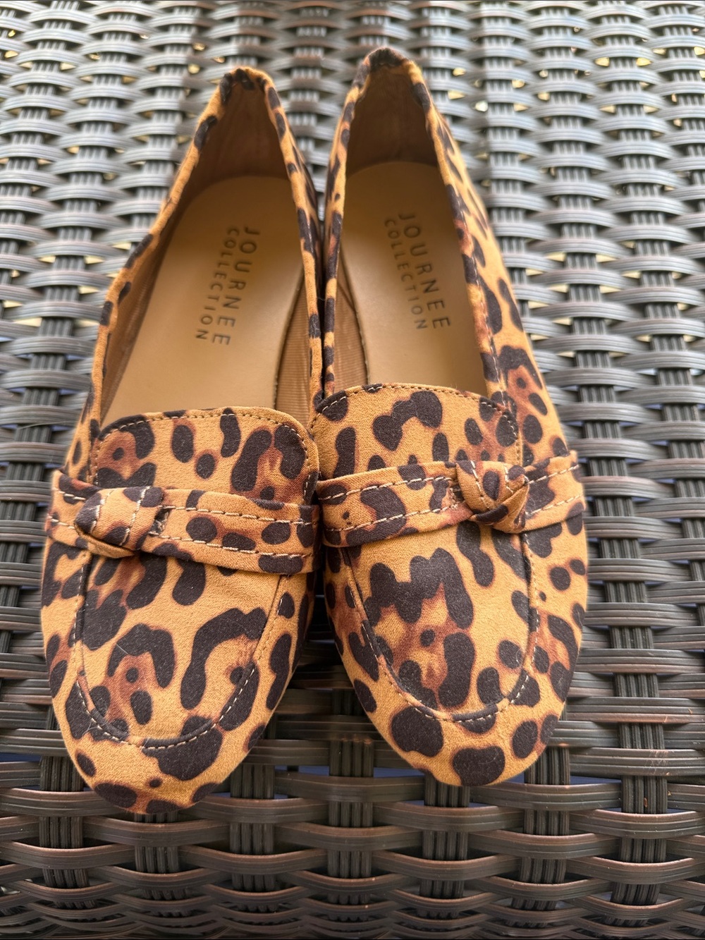 Journee Collection Leopard Print Slip-On Loafers in Tan and Brown
